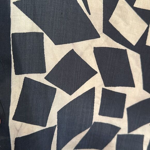 Vintage mid century mod Vera black & tan(gold) rectangle motif large scarf - Picture 9 of 11